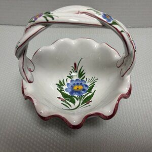 RCCL Portugal Hand-Painted Porcelain White Basket - 1517
